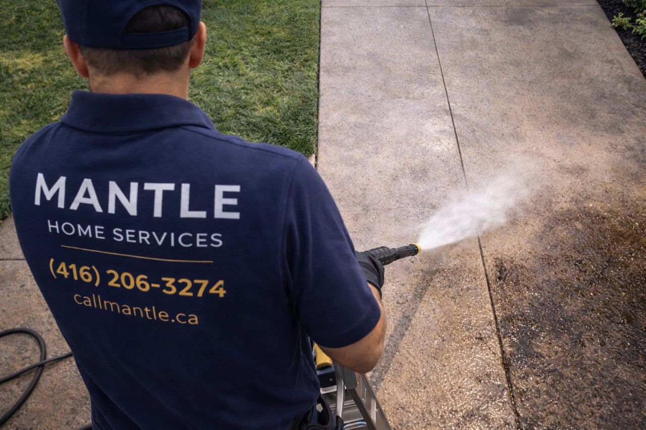 Pressure washing a driveway in Toronto