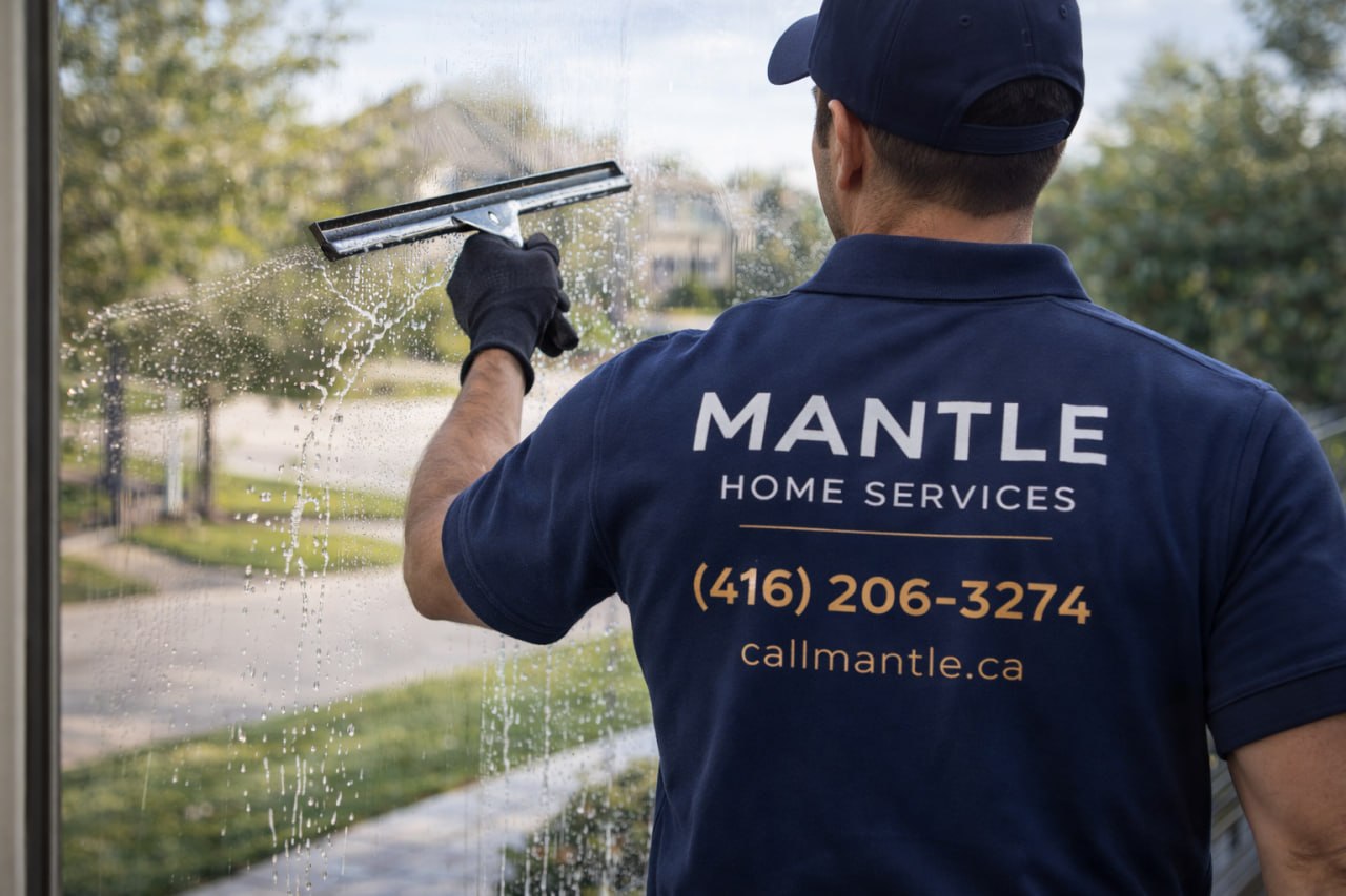 MANTLE professional cleaning interior windows with streak-free technique